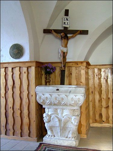  - Catholic church of St. Michael the Archangel. Gothic stoup for holy water