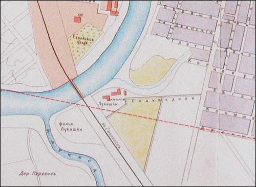  - Приусадебный парк (остатки). Поместье Лукишки на карте Витебска нач. ХХ в.