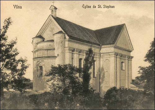  - Catholic church of St. Stephen. Church at the postcard from early XX century