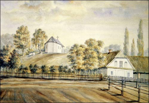 Tuhanowicze (Karczowa) |  Dwór Wereszczaków. Kaplica w Tuhanowiczach na rys. Napoleona Ordy, 1876 r.