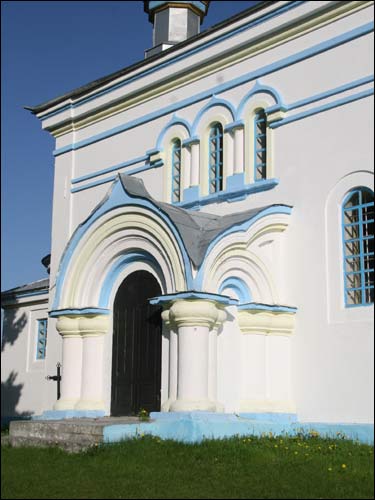 Łachwa |  Cerkiew Narodzenia NMP. Fragment fasady północnej