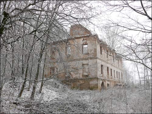 Pierwomajski (Obryń) |  Zespół dworsko-parkowy . Ruina jednego z obiektów zespołu pałacowego