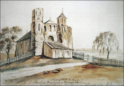  - Orthodox church of St. Barys And St. Hlieb. View of the church before 1867. Drawing by N. Orda