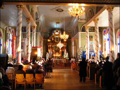 Interior Kanvieliški. Catholic church of the Sacred Heart of Jesus