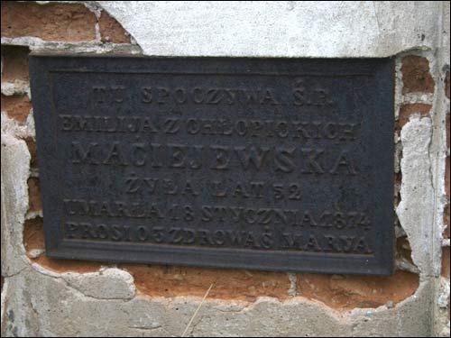  - Cmentarz stary chrześcijański. Tablica nagrobna Emilii Maciejewskej z Chłopickich