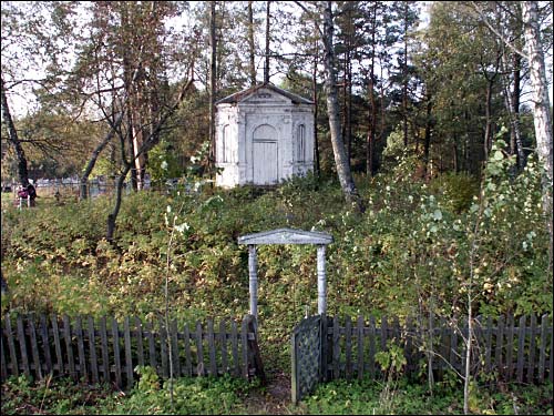  - The tomb . View at the cemetery and chapel