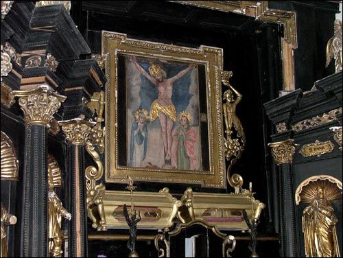  - Kościół Wniebowzięcia NMP Ołtarz w kaplicy Św. Barbary. Centralna część ołtarza, Ukrzyżowanie