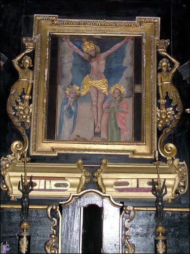  - Kościół Wniebowzięcia NMP Ołtarz w kaplicy Św. Barbary. Centralny obraz ołtarza 'Ukrzyżowanie'