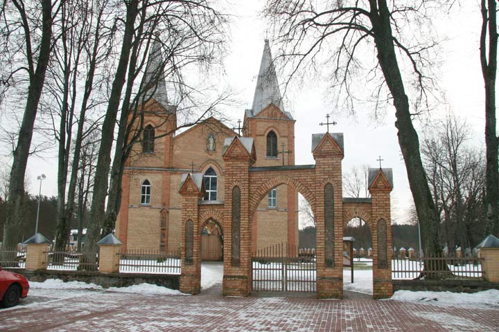  - Catholic church of St. Bartholomew. View at the gates and church
