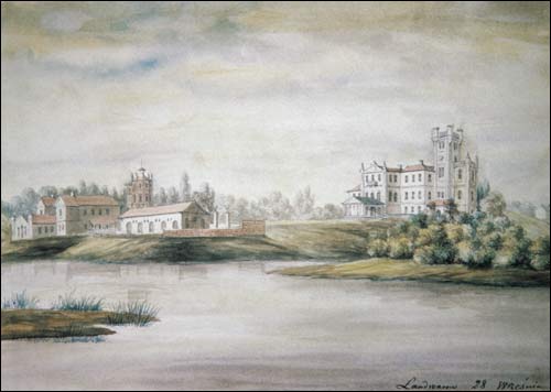  - Estate of Tyszkiewicz. Tyszkiewicz's Manor. Drawing by Napoleon Orda (1875-77)