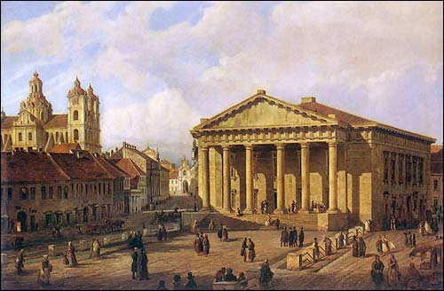  - Ratusz . Ratusz i kościół Św. Kazimierza. Obraz Marcina Zaleskiego (przed 1836 r)