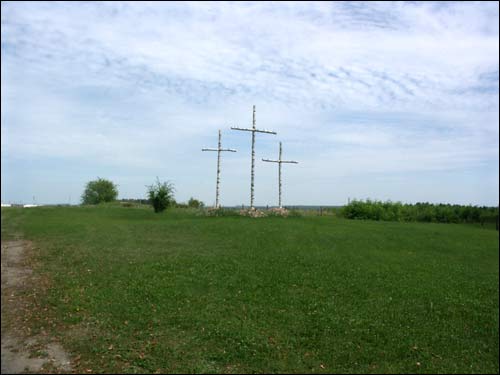  - Landscapes . Wooden crosses near catholic church