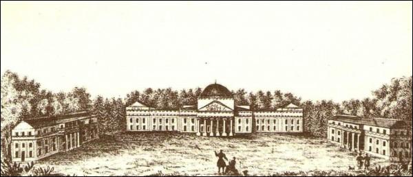 Werki (Wilno) |  Pałac . Zespół pałacowy w Wierkach (litografia J. Ozemblowskiego, XIX w.).
