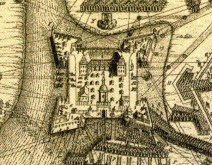 Фрагмент гравюры «Аблога Ляхавіцкага замка ў 1660 г.»